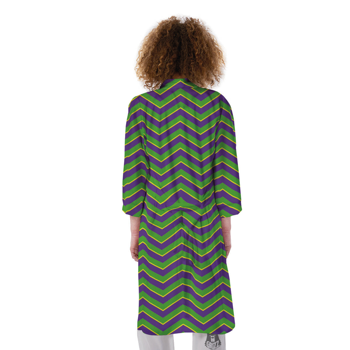 Chevron Mardi Gras Print Pattern Kimono-grizzshop