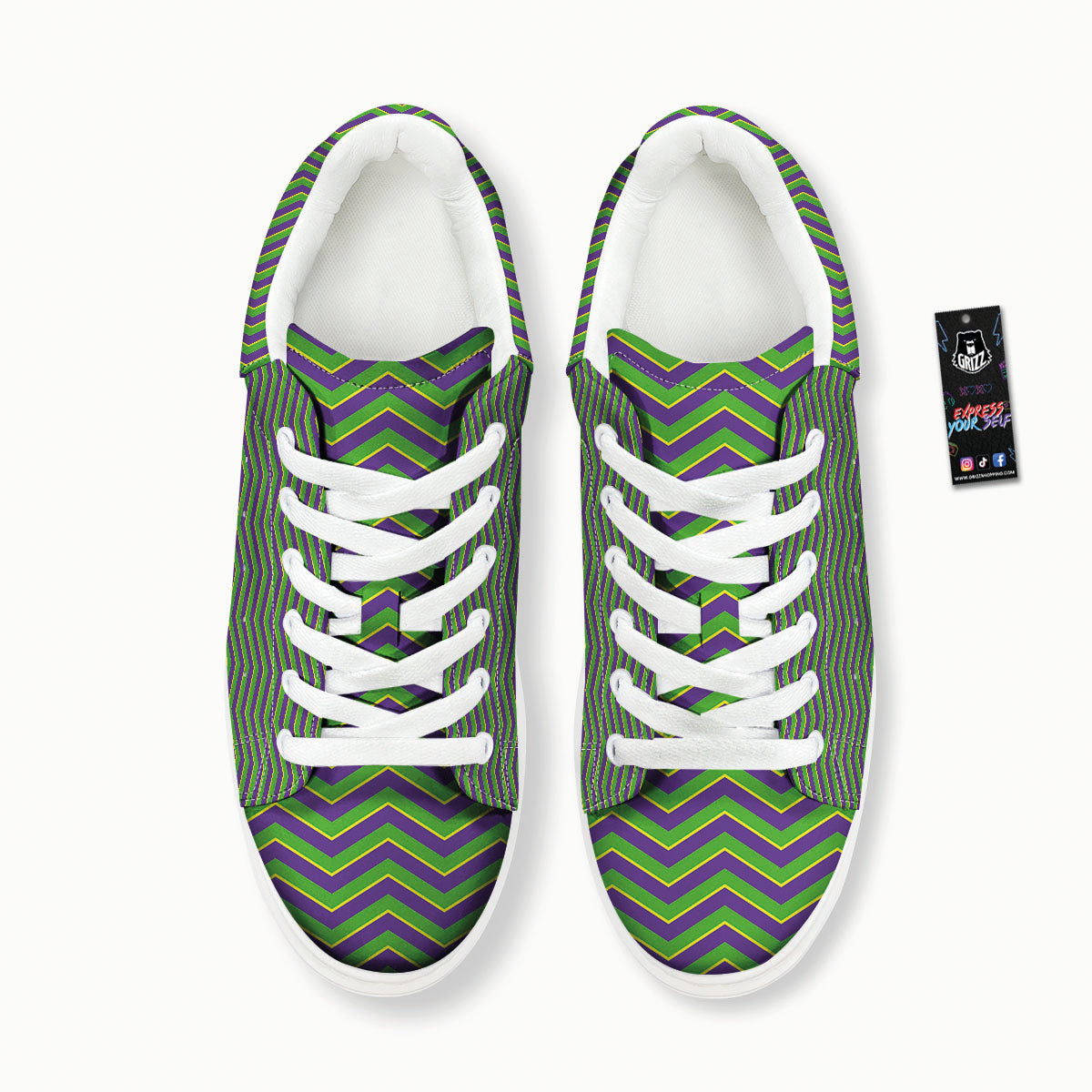 Chevron Mardi Gras Print Pattern Platform Shoes-grizzshop