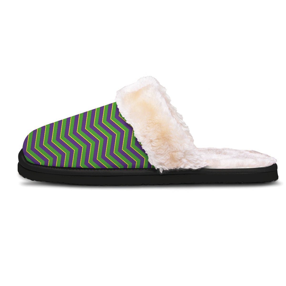 Chevron Mardi Gras Print Pattern Slippers-grizzshop