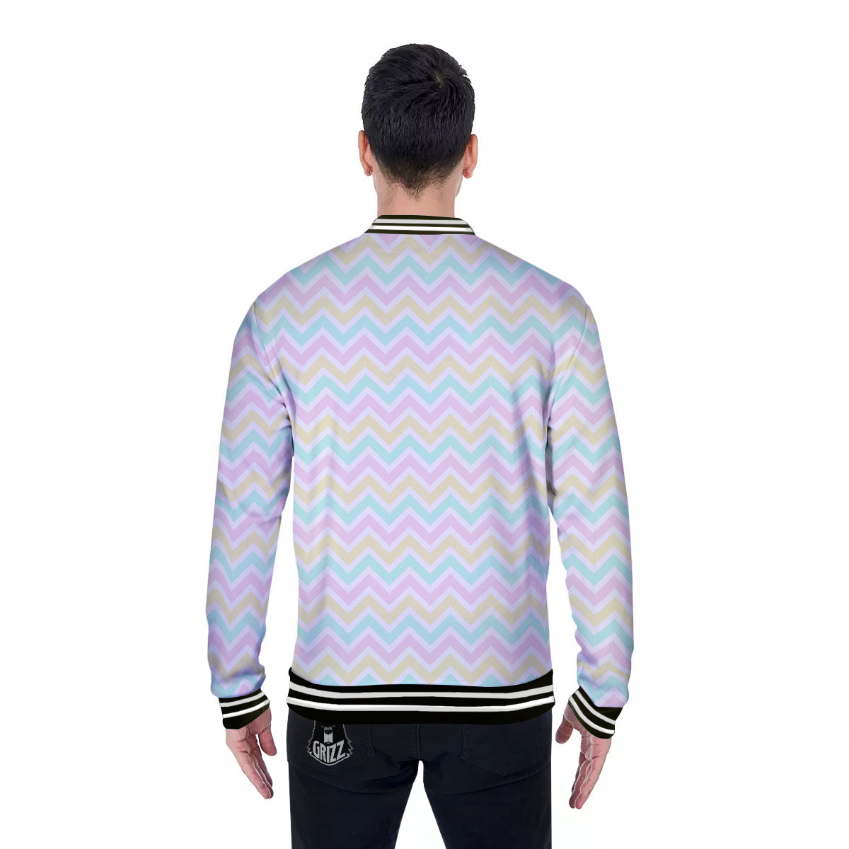 Chevron Pastel Print Pattern Baseball Jacket-grizzshop