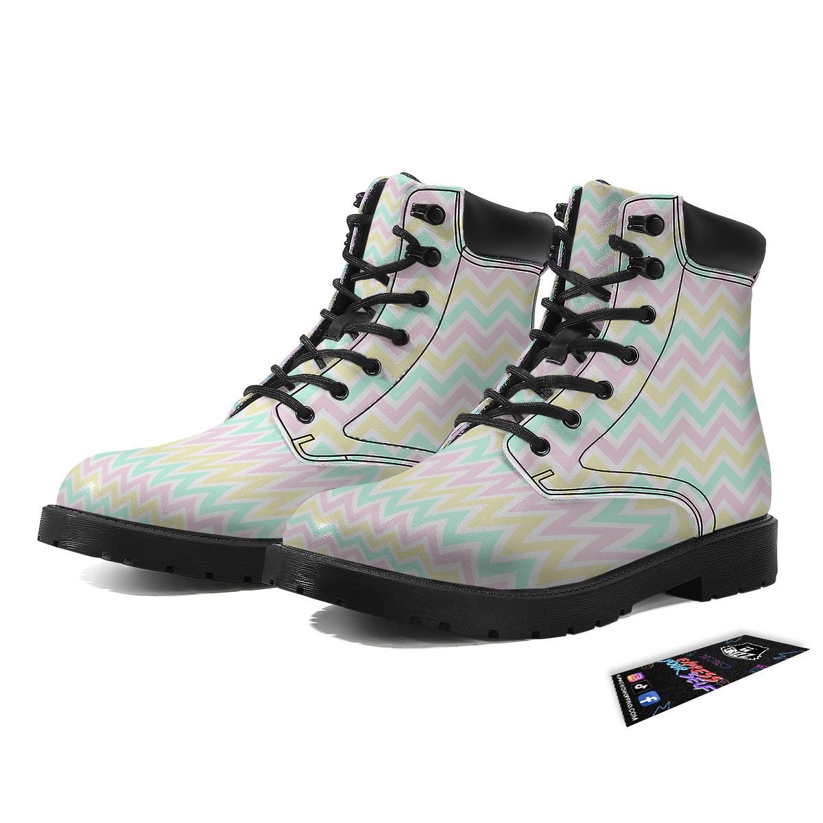 Chevron Pastel Print Pattern Boots-grizzshop