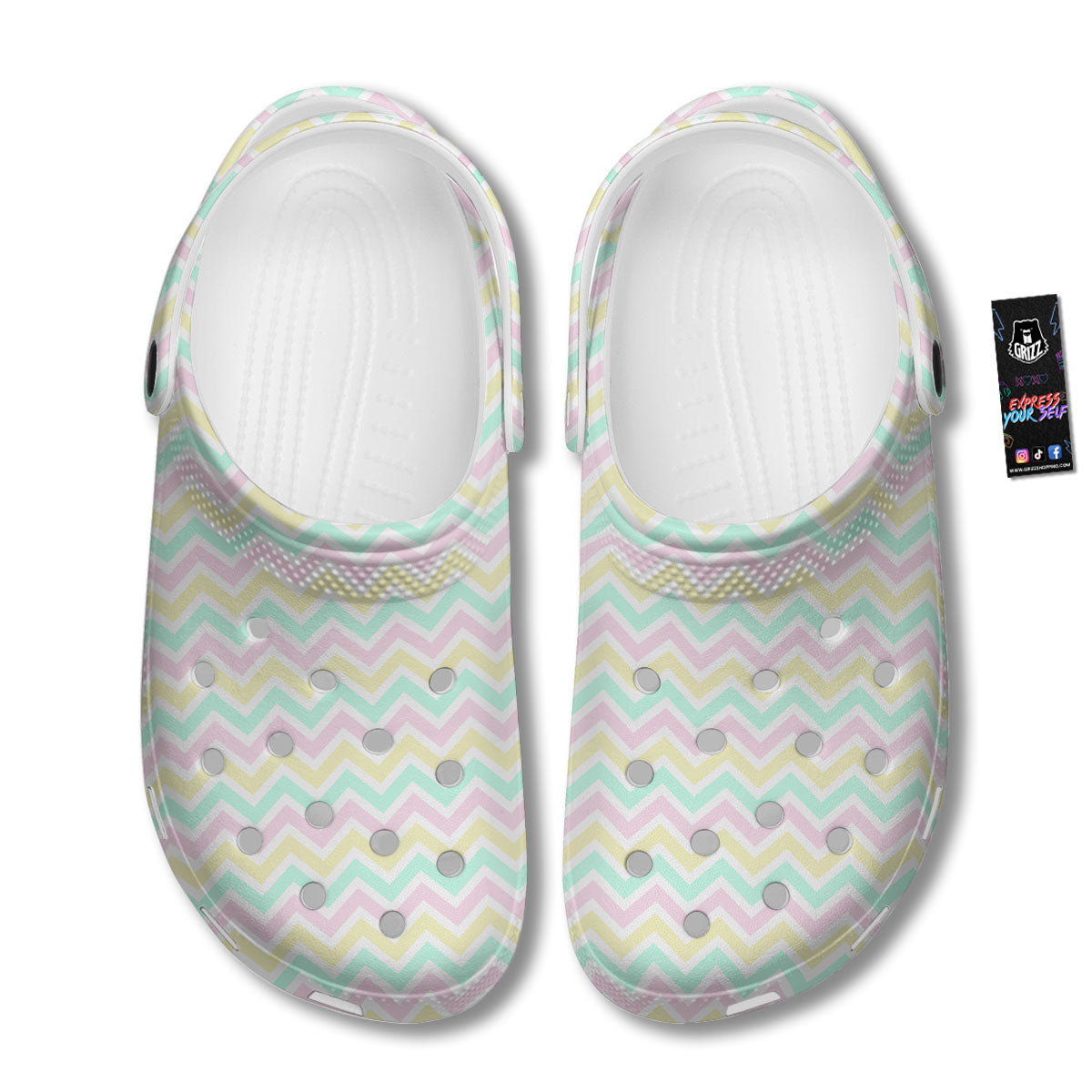 Chevron Pastel Print Pattern Clog-grizzshop