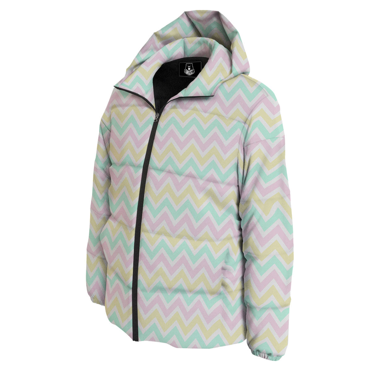 Chevron Pastel Print Pattern Down Jacket-grizzshop