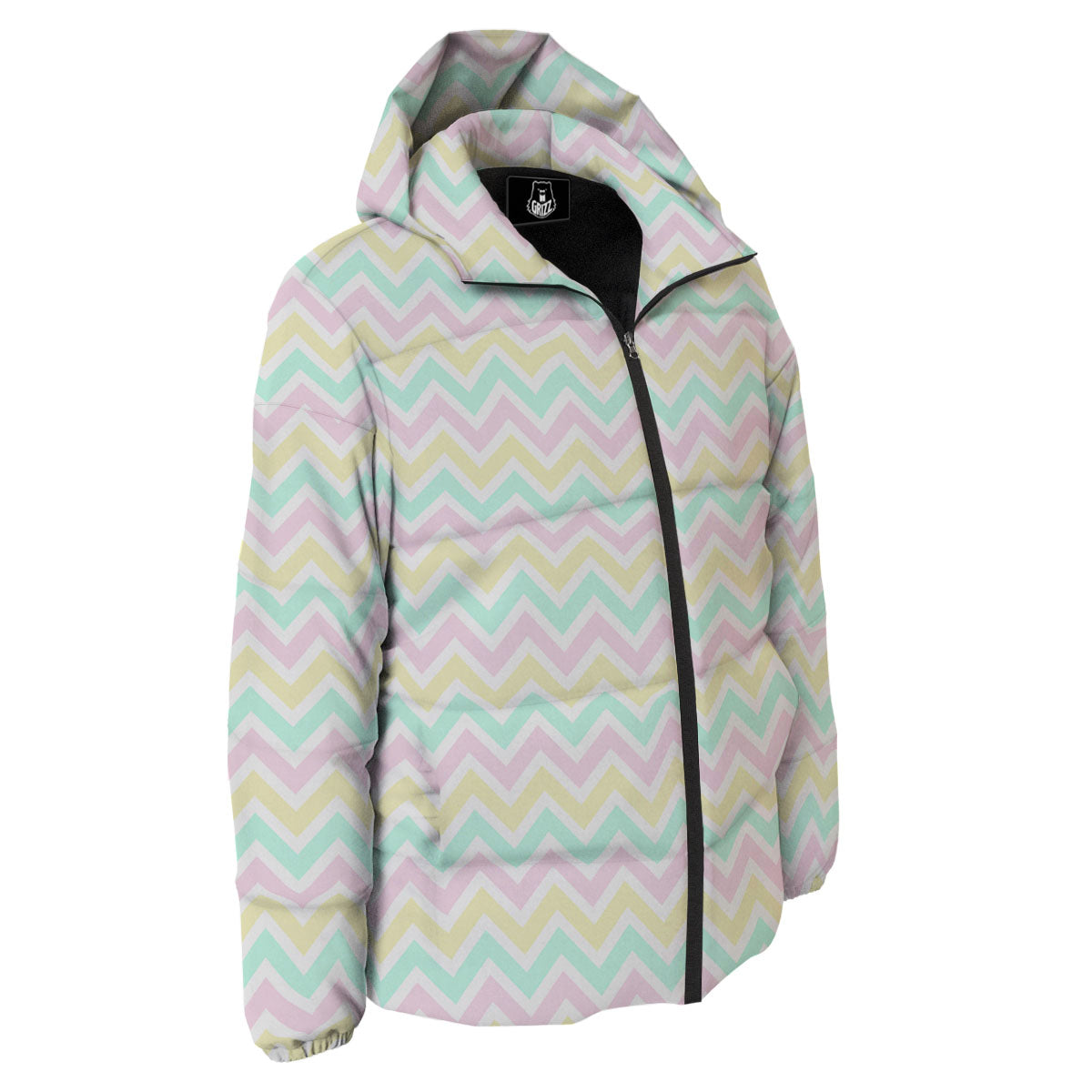 Chevron Pastel Print Pattern Down Jacket-grizzshop