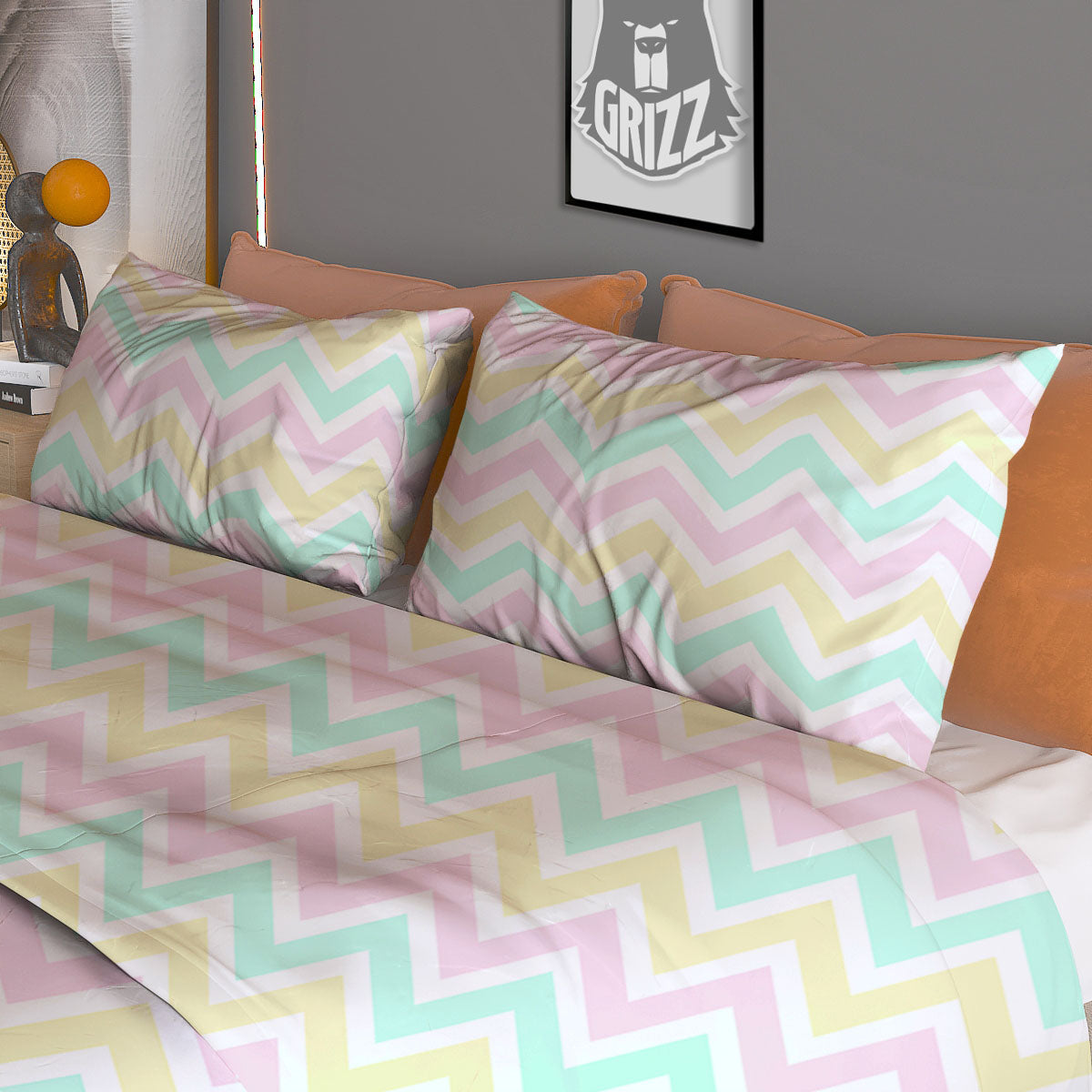 Chevron Pastel Print Pattern Duvet Cover Bedding Set