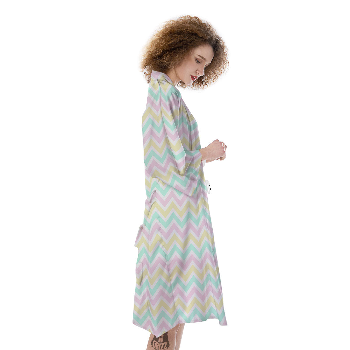 Chevron Pastel Print Pattern Kimono-grizzshop