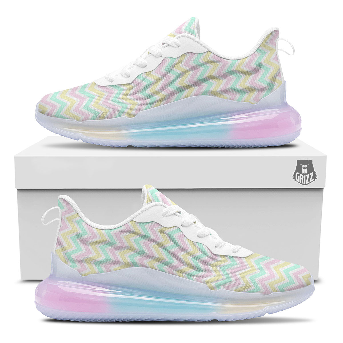 Chevron Pastel Print Pattern Running Sneakers-grizzshop