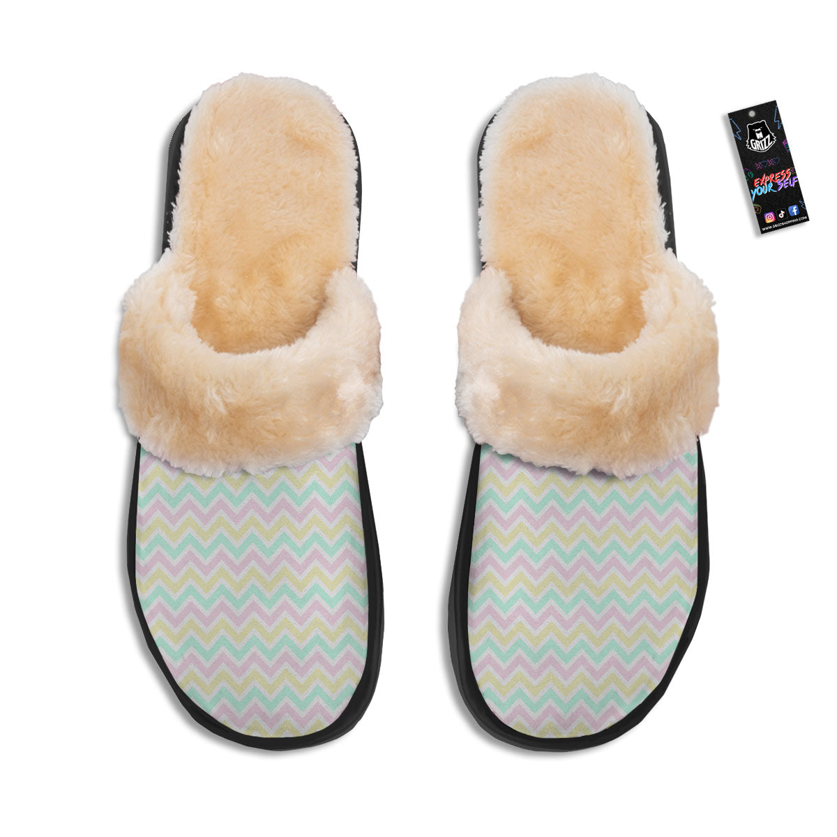 Chevron Pastel Print Pattern Slippers-grizzshop