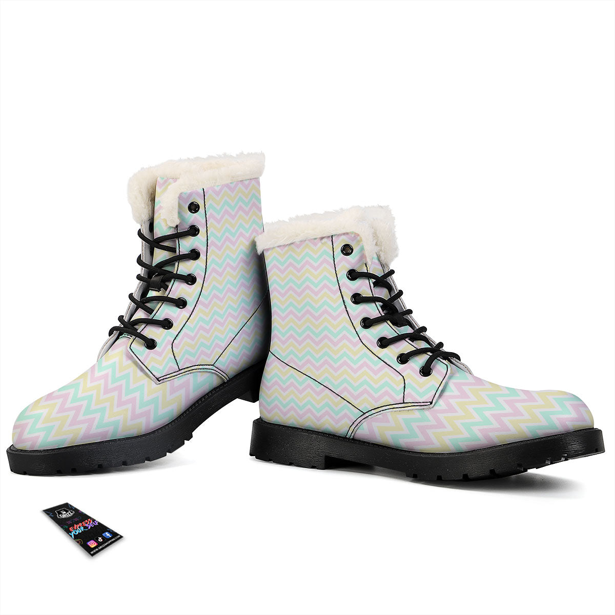 Chevron Pastel Print Pattern Winter Boots-grizzshop