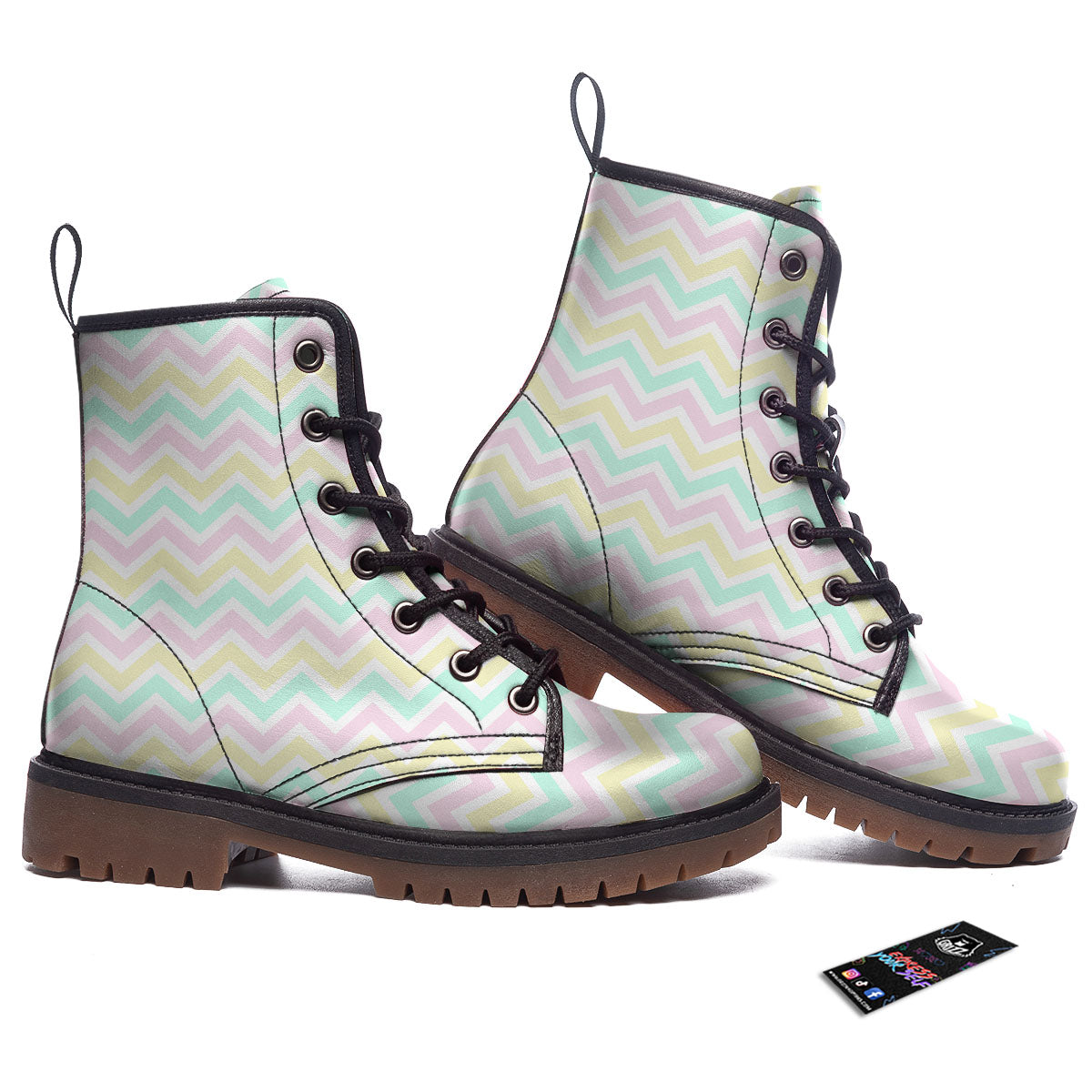 Chevron Pastel Print Pattern Work Boots-grizzshop