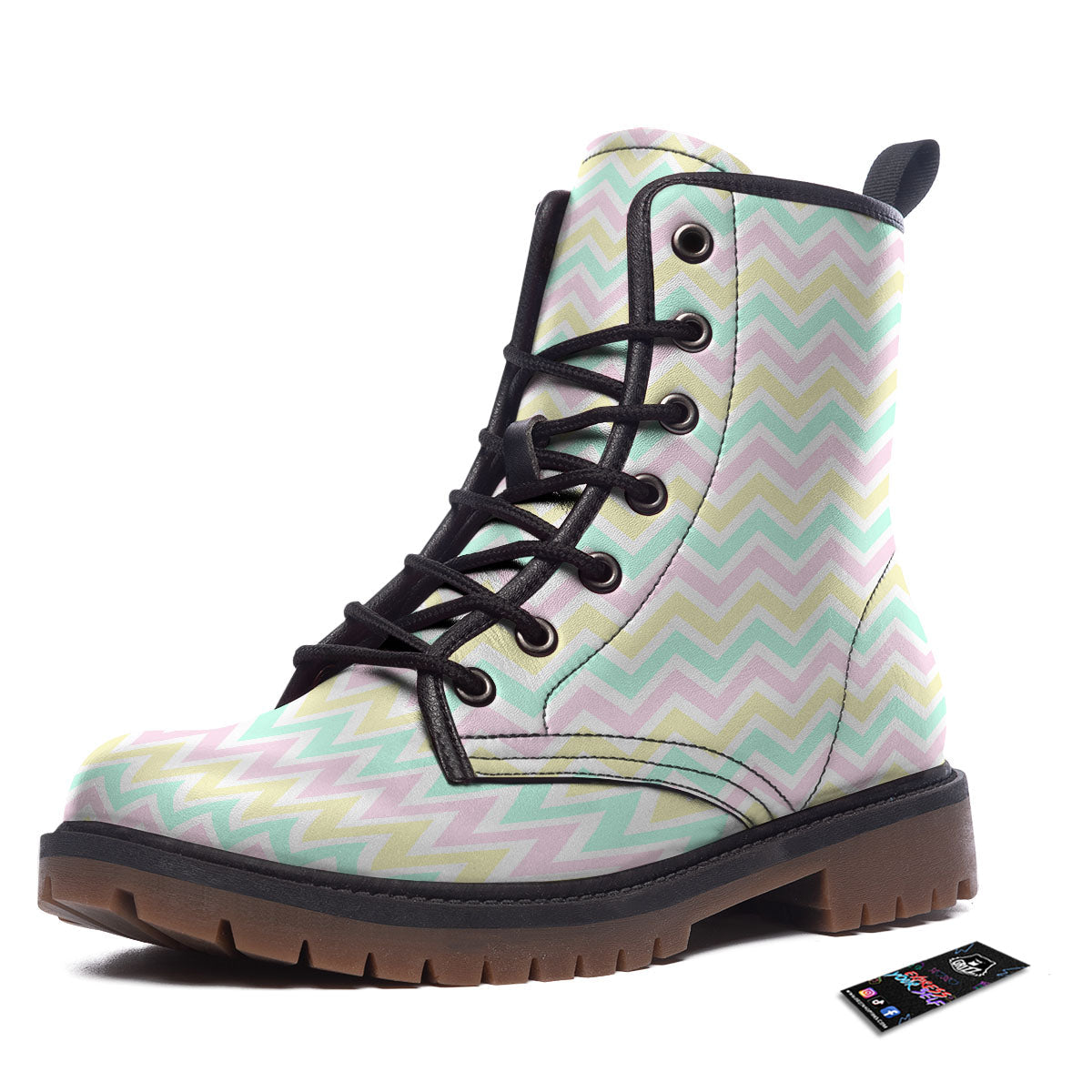 Chevron Pastel Print Pattern Work Boots-grizzshop