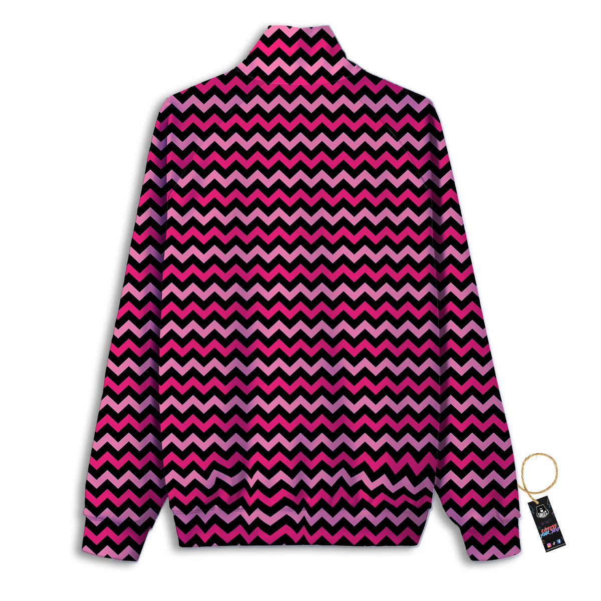Chevron Pink And Black Print Pattern Track Jacket-grizzshop