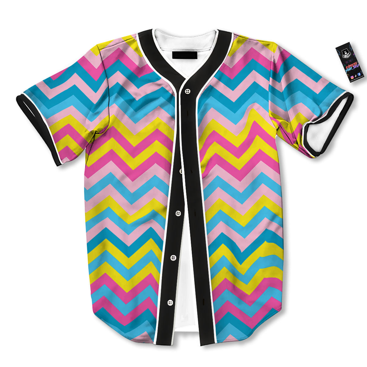 Chevron Rainbow Print Pattern Baseball Jersey-grizzshop
