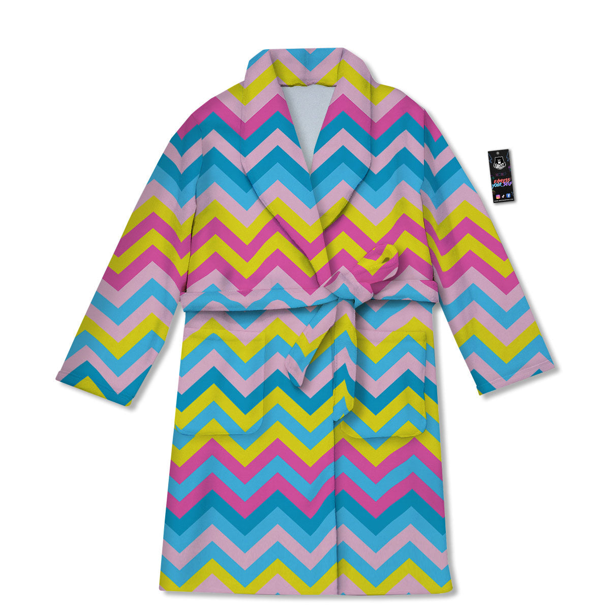Chevron Rainbow Print Pattern Bathrobe-grizzshop