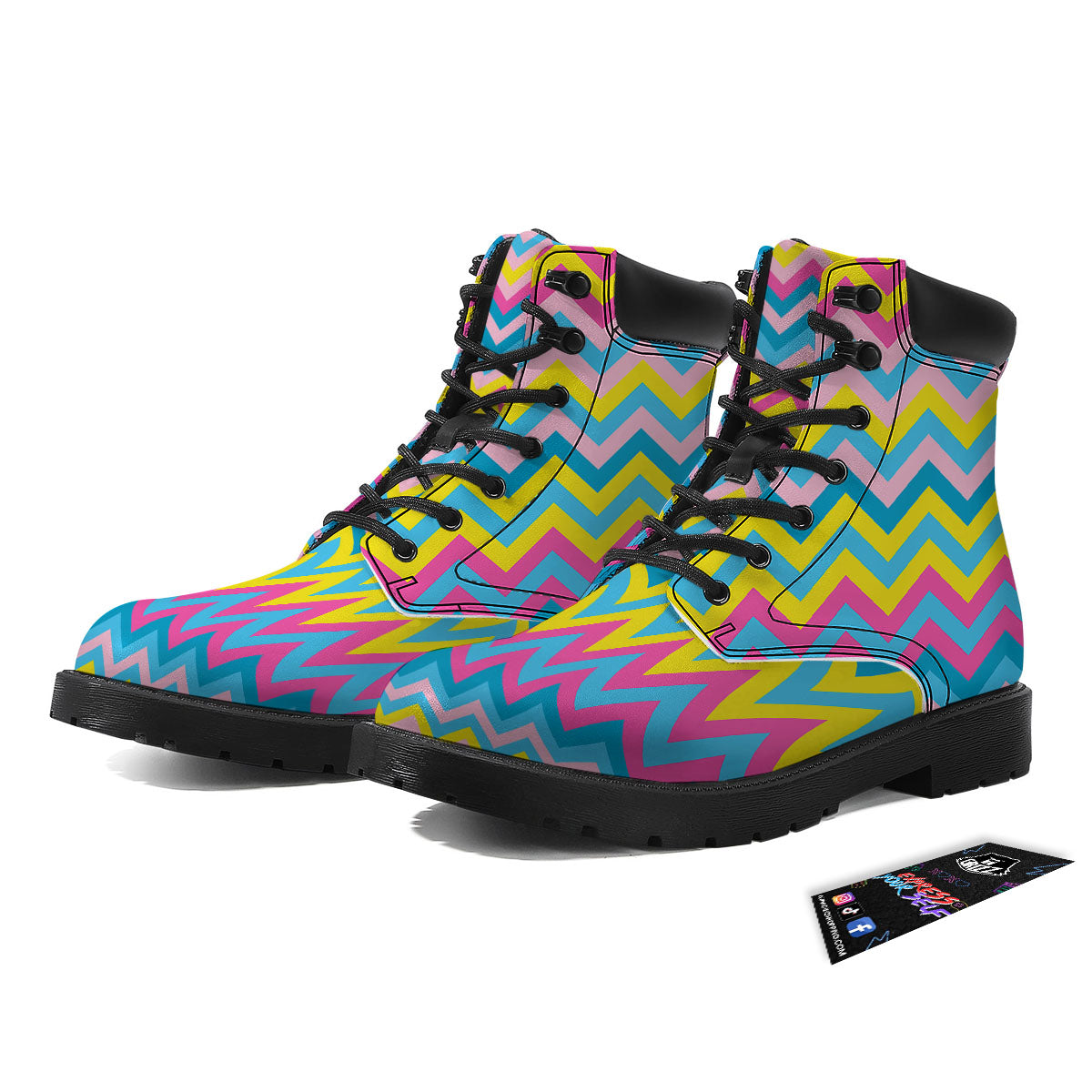 Chevron Rainbow Print Pattern Boots-grizzshop