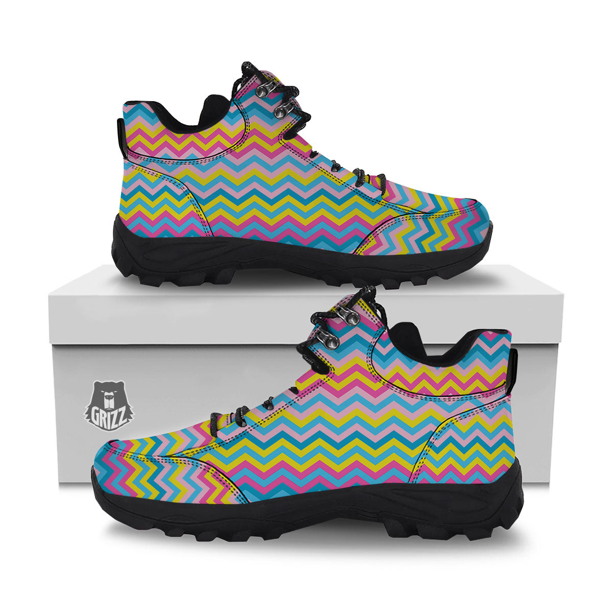 Chevron Rainbow Print Pattern Hiking Shoes-grizzshop