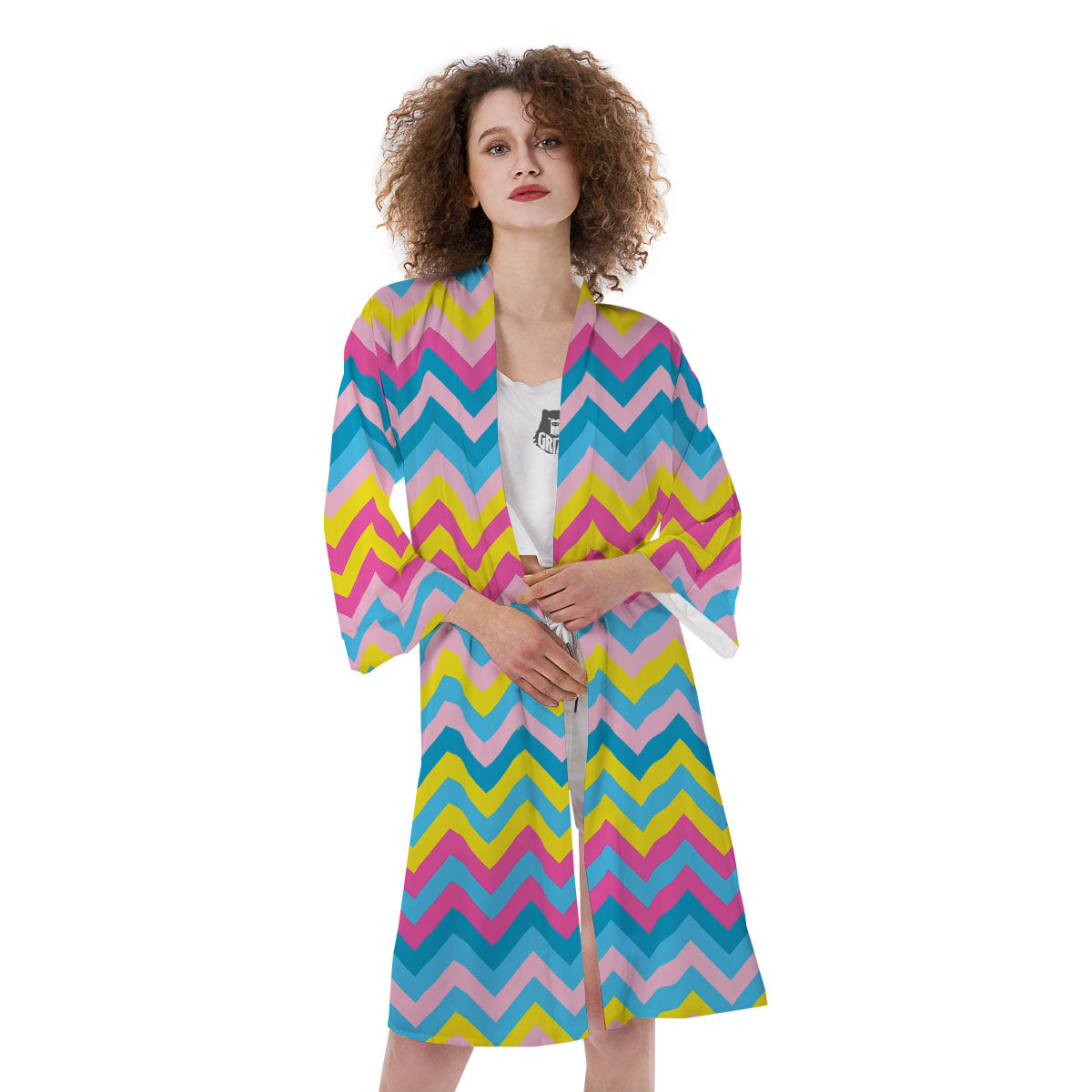 Chevron Rainbow Print Pattern Kimono-grizzshop