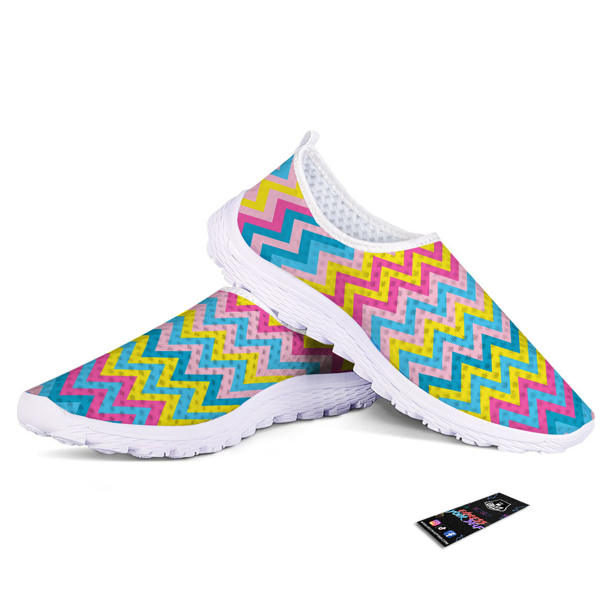 Chevron Rainbow Print Pattern Nurse Shoes-grizzshop