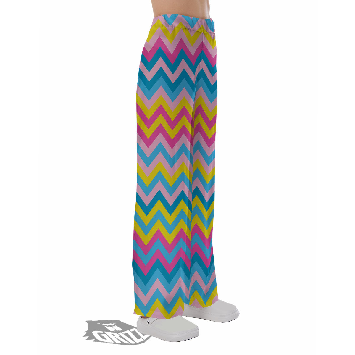 Chevron Rainbow Print Pattern Pajama Pants-grizzshop