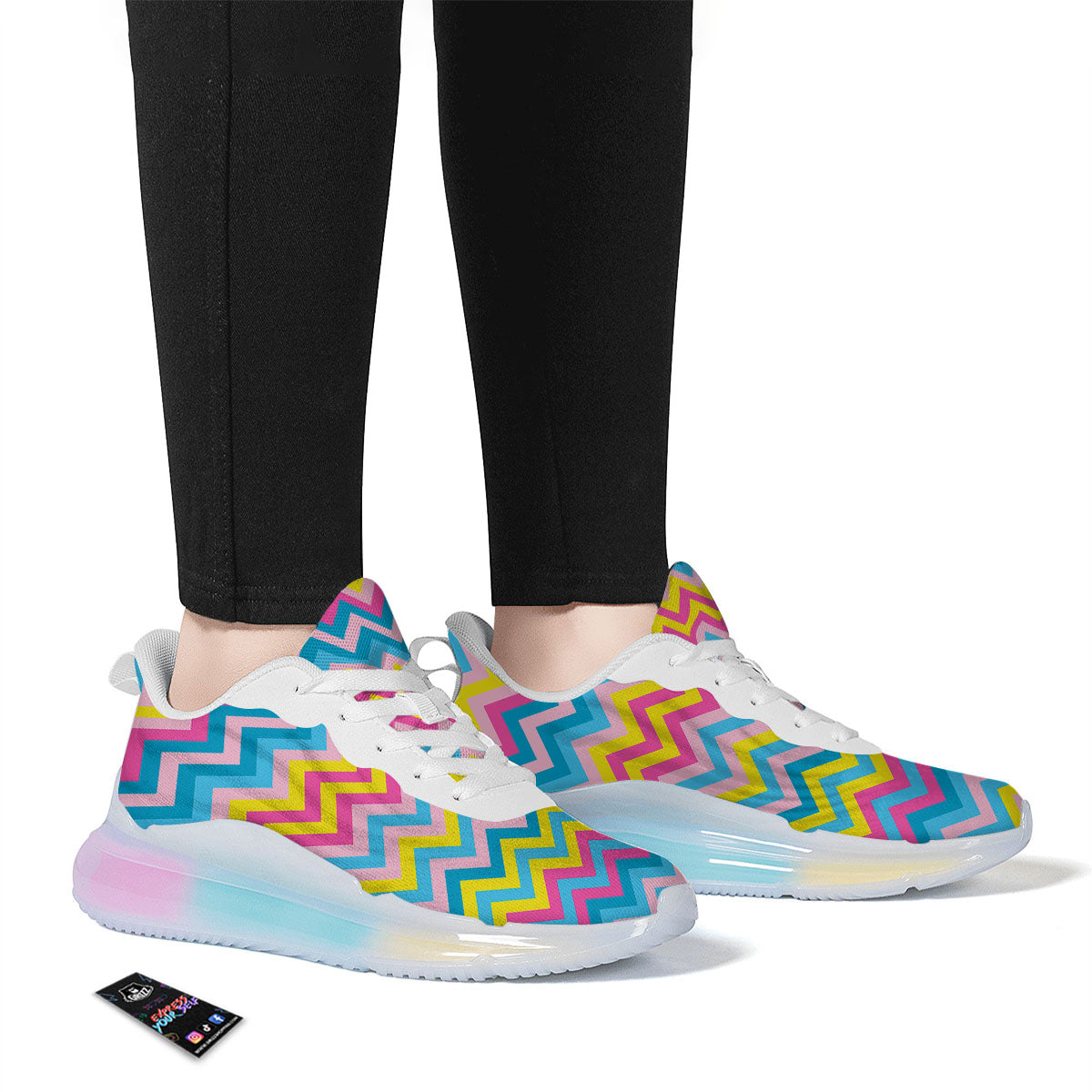 Chevron Rainbow Print Pattern Running Sneakers-grizzshop