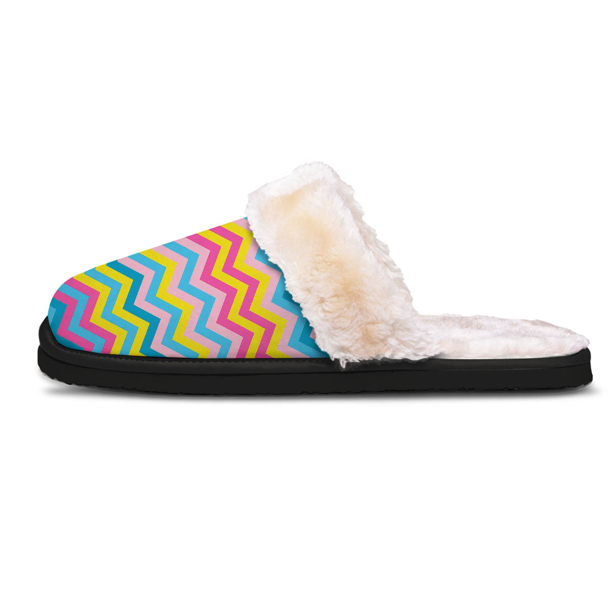 Chevron Rainbow Print Pattern Slippers-grizzshop