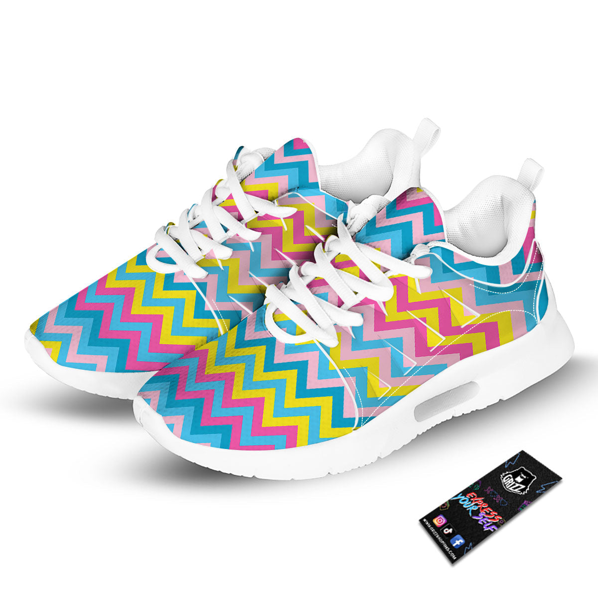 Chevron Rainbow Print Pattern Tennis Shoes-grizzshop