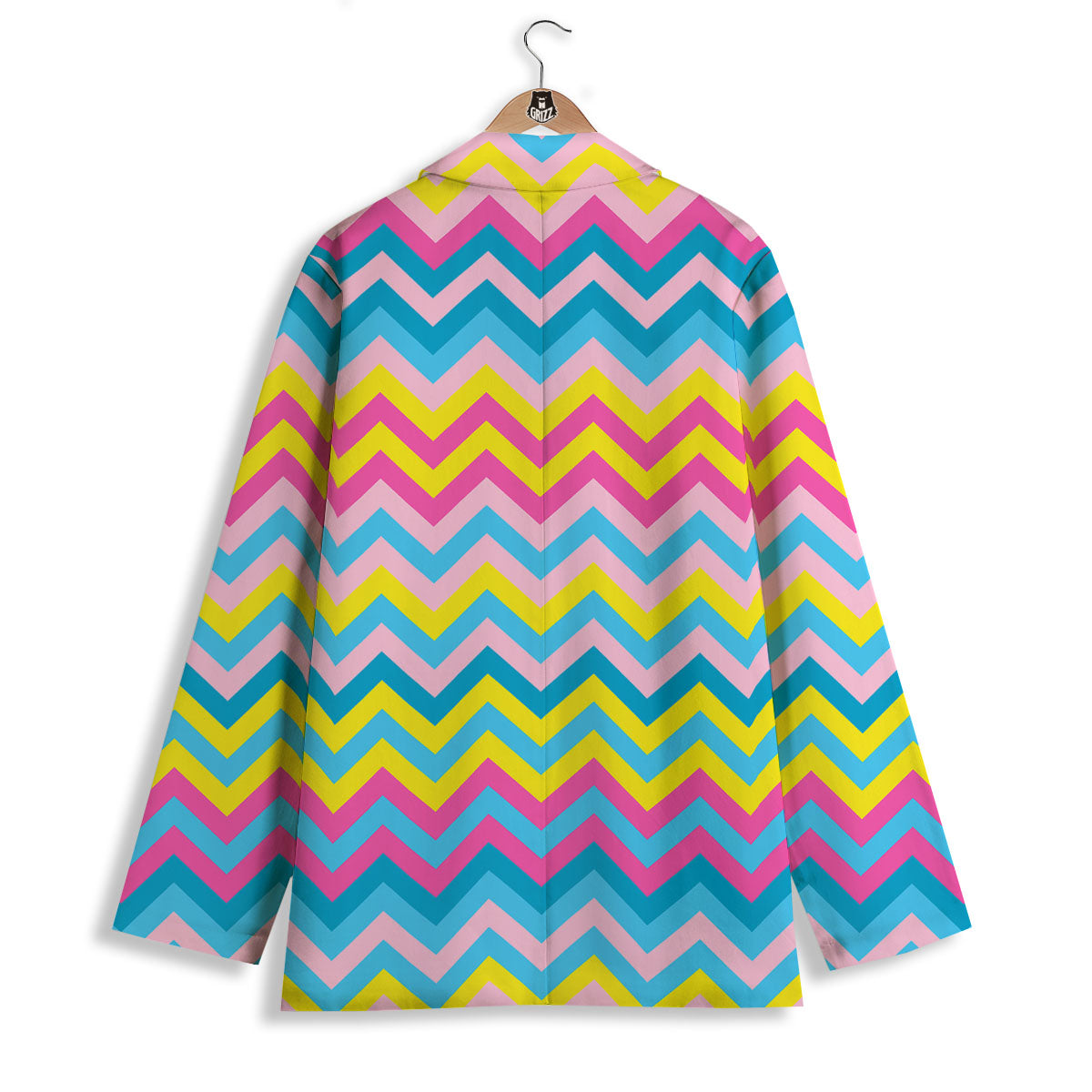 Chevron Rainbow Print Pattern Women's Blazer-grizzshop
