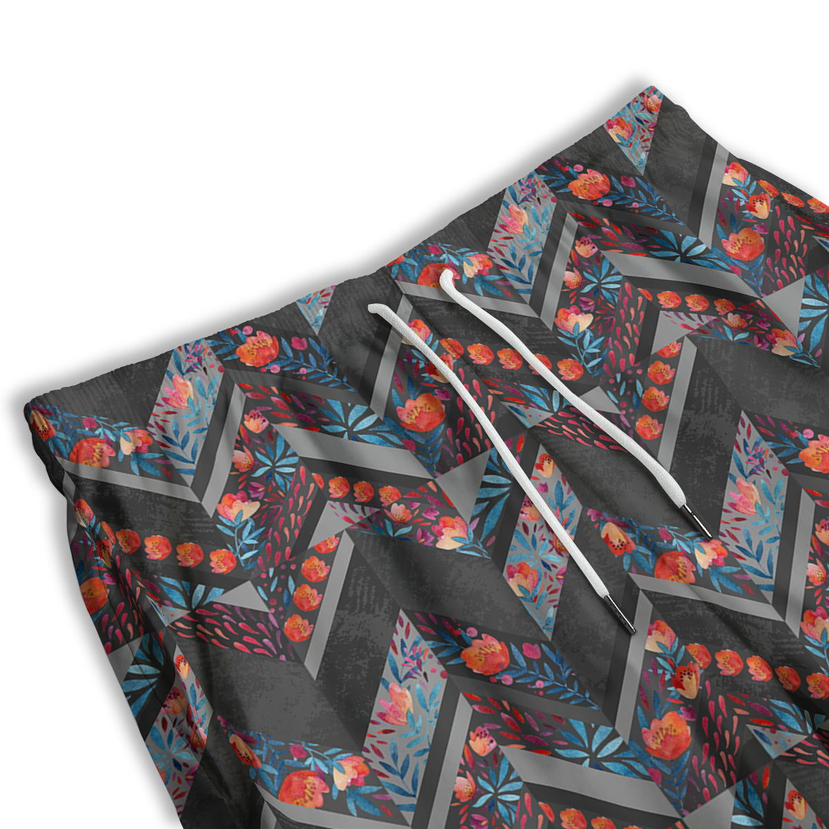Chevron Watercolor Flowers Print Pattern Men's Athletic Shorts-grizzshop