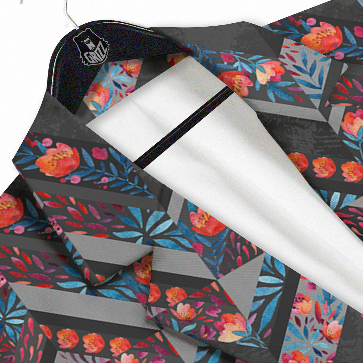 Chevron Watercolor Flowers Print Pattern Men's Sport Coat-grizzshop