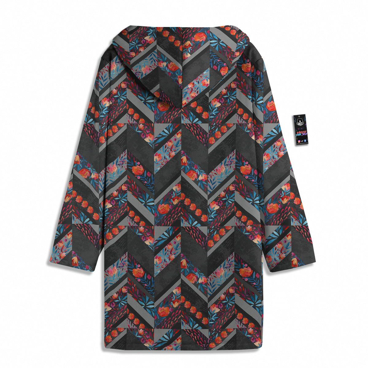 Chevron Watercolor Flowers Print Pattern Men's Windbreaker Jacket-grizzshop