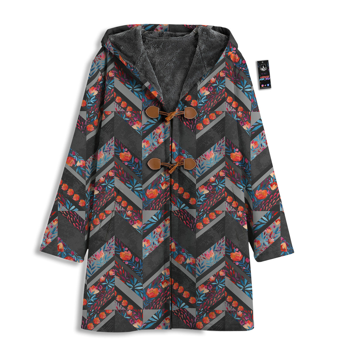 Chevron Watercolor Flowers Print Pattern Men's Windbreaker Jacket-grizzshop