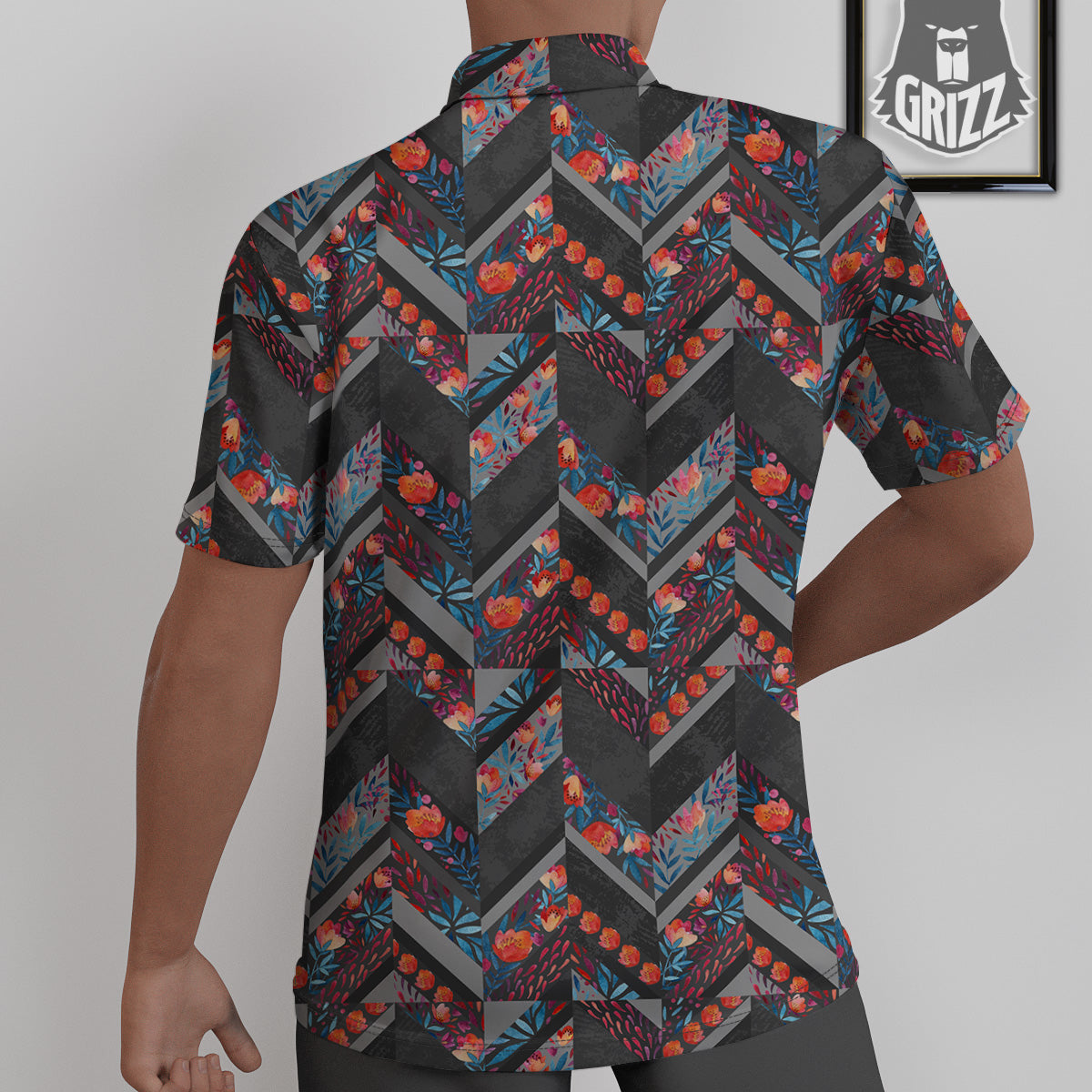Chevron Watercolor Flowers Print Pattern Untucked Shirts-grizzshop