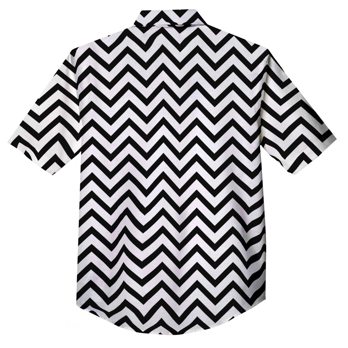 Chevron White And Black Print Pattern Button Up Shirt-grizzshop