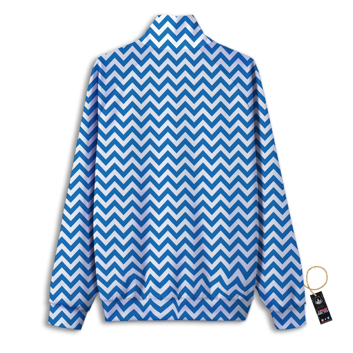 Chevron White And Blue Print Pattern Track Jacket-grizzshop