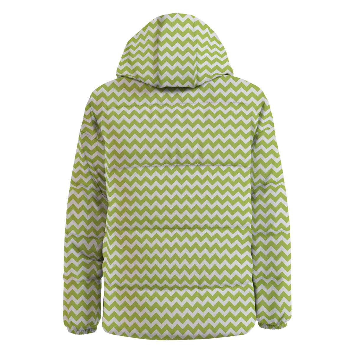 Chevron White And Green Print Pattern Down Jacket-grizzshop
