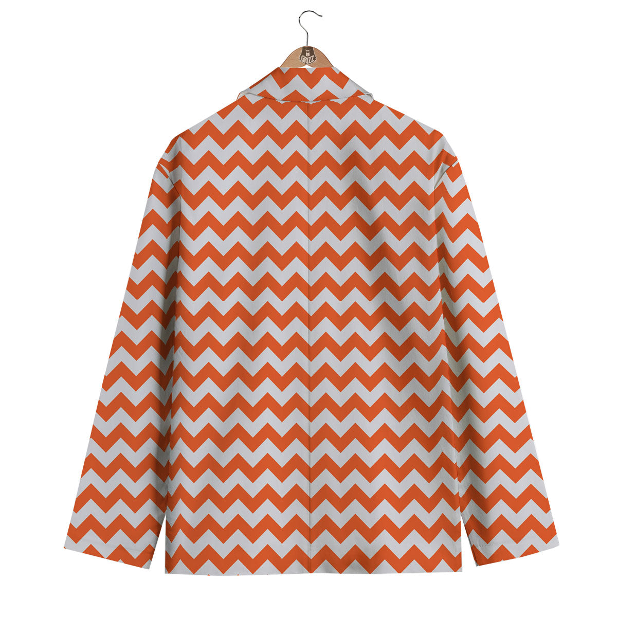 Chevron White And Orange Print Pattern Men's Blazer-grizzshop