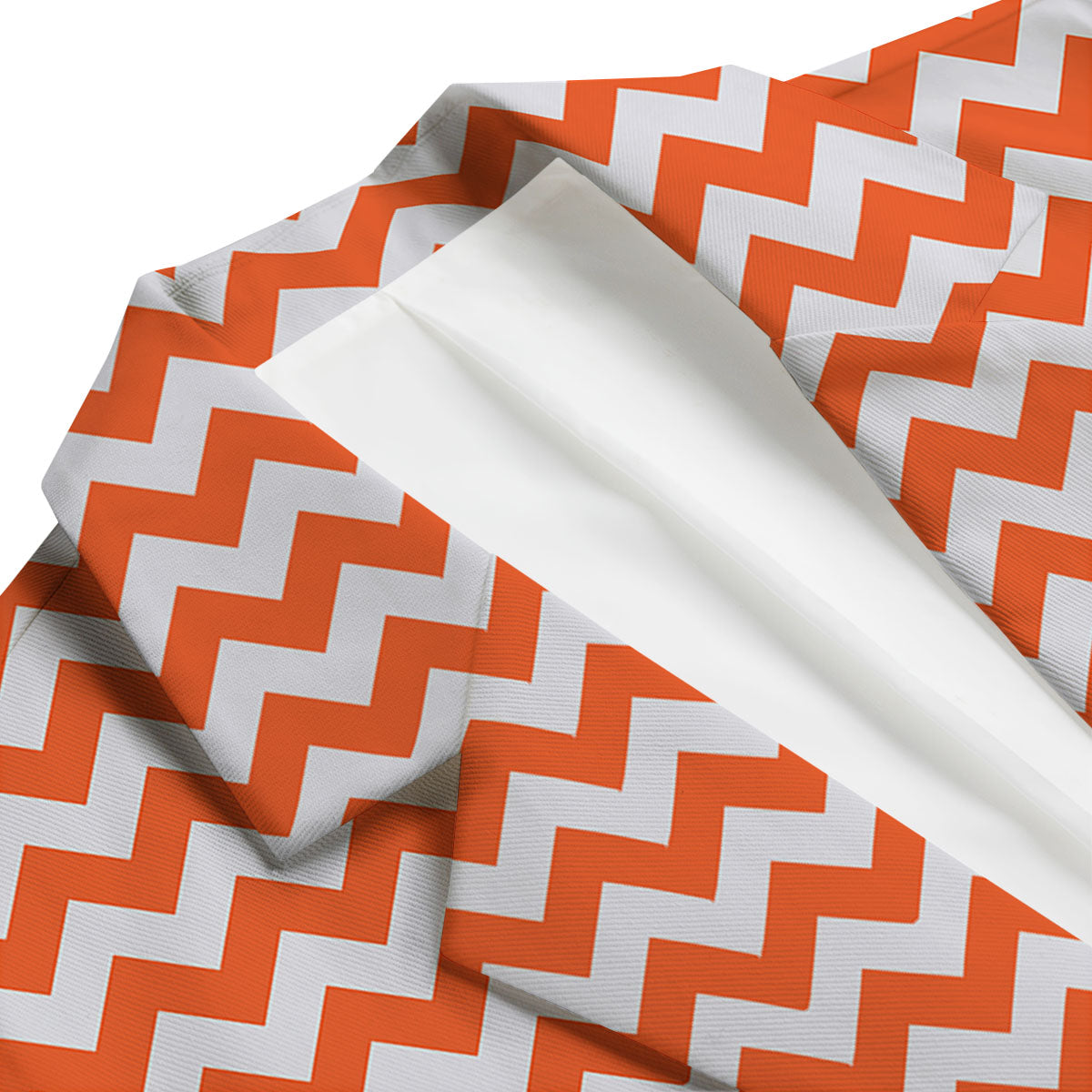 Chevron White And Orange Print Pattern Men's Blazer-grizzshop