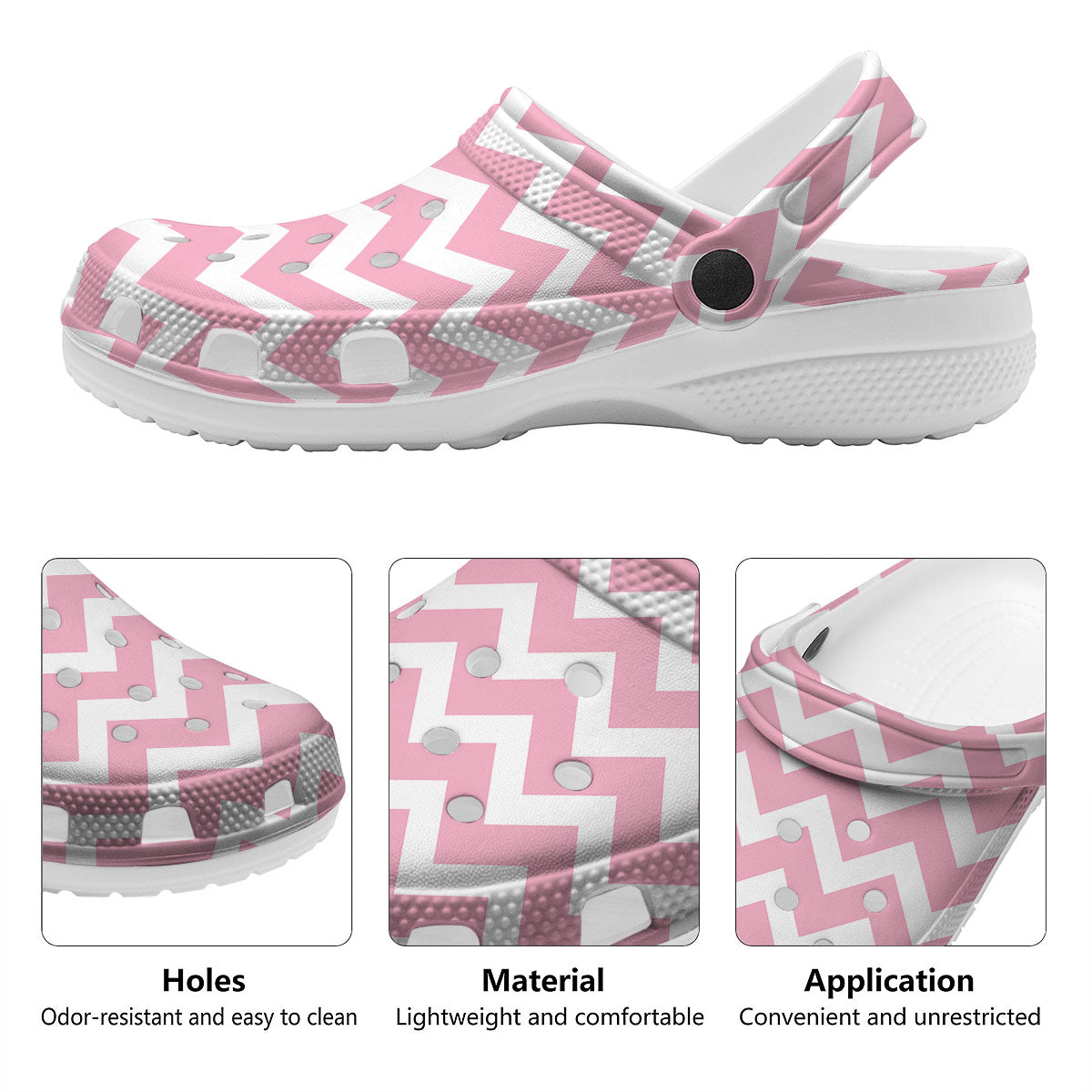 Chevron White And Pink Print Pattern Clog-grizzshop