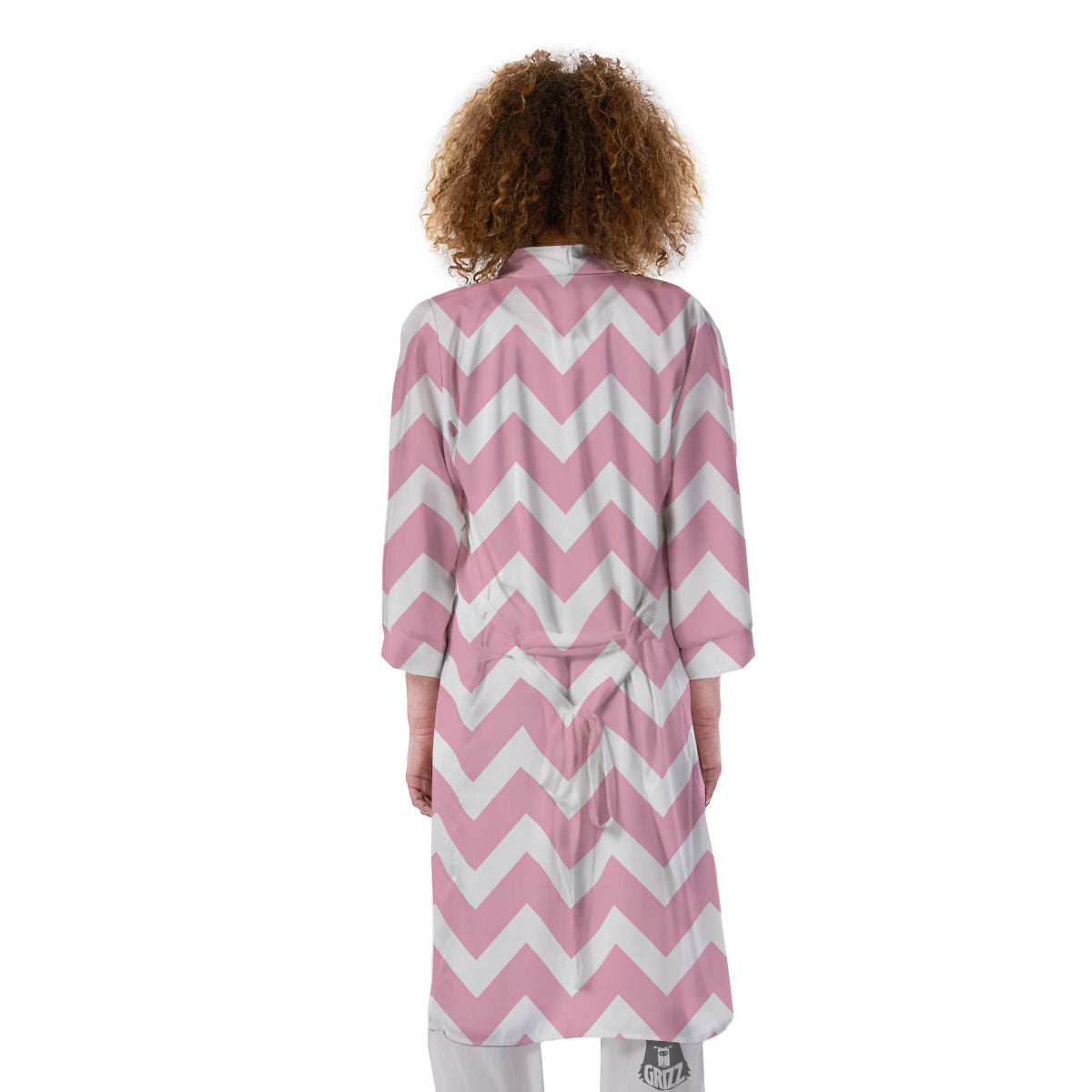 Chevron White And Pink Print Pattern Kimono-grizzshop