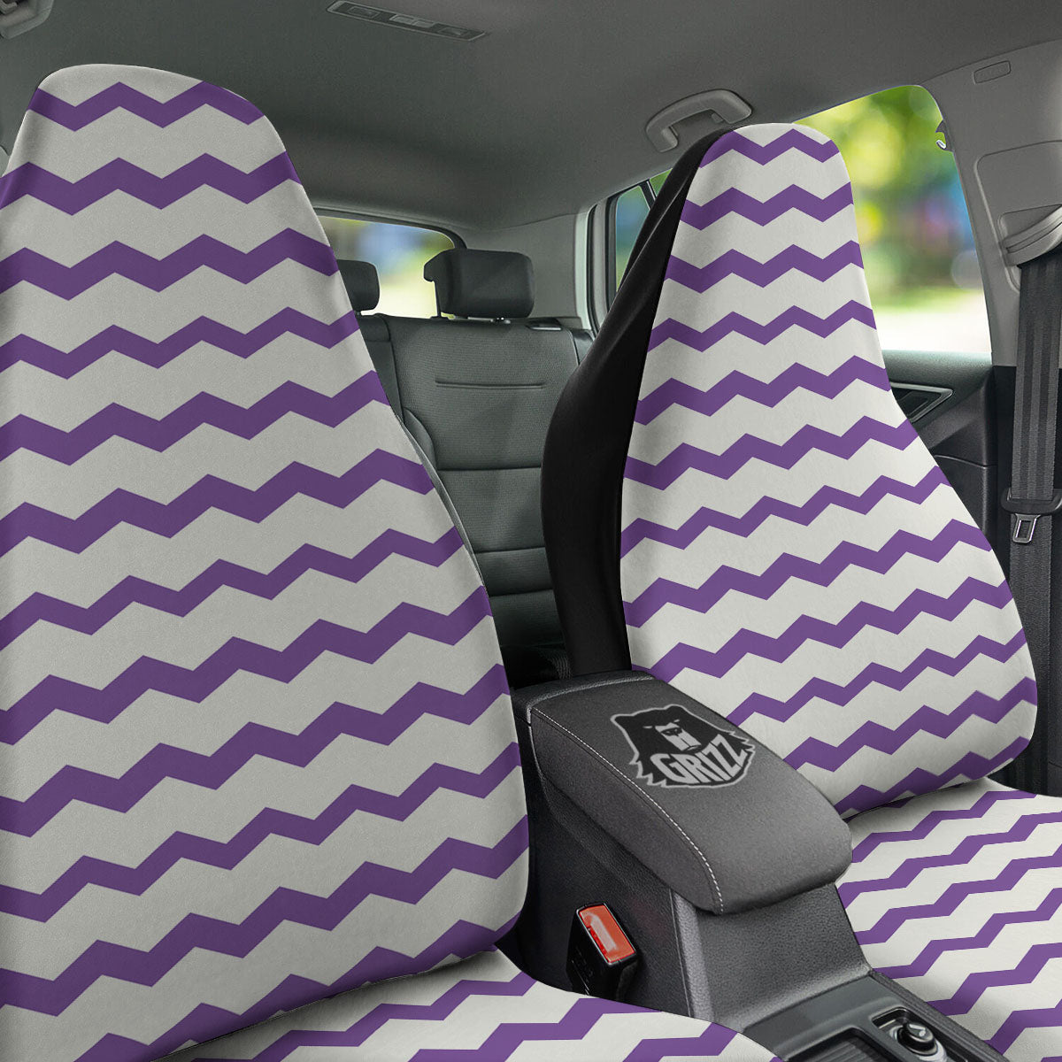 Chevron White And Purple Print Pattern Car Seat Covers-grizzshop