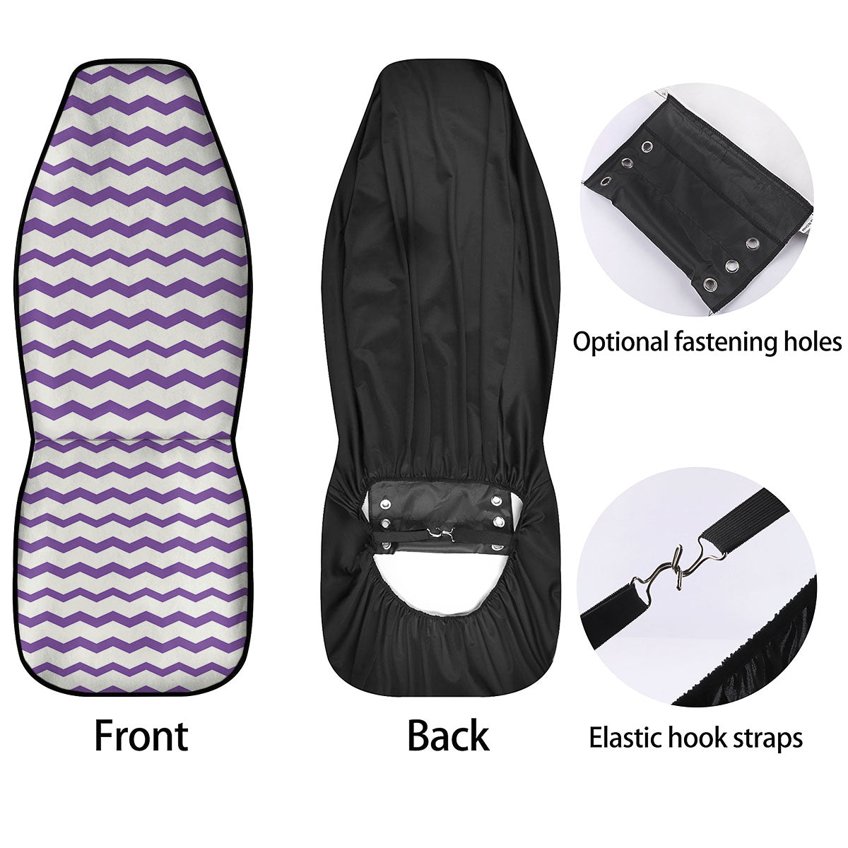 Chevron White And Purple Print Pattern Car Seat Covers-grizzshop