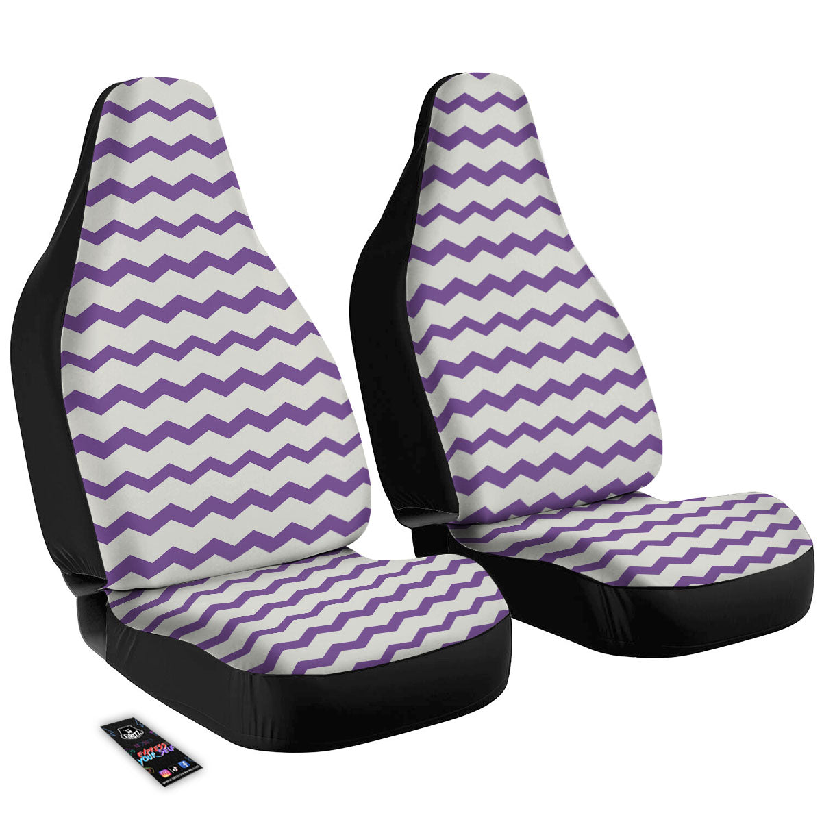 Chevron White And Purple Print Pattern Car Seat Covers-grizzshop