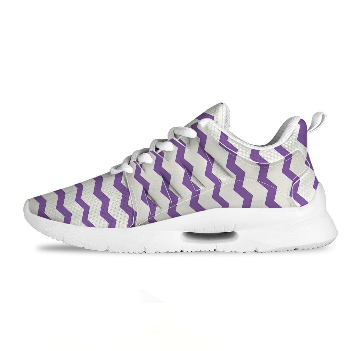 Chevron White And Purple Print Pattern Tennis Shoes-grizzshop