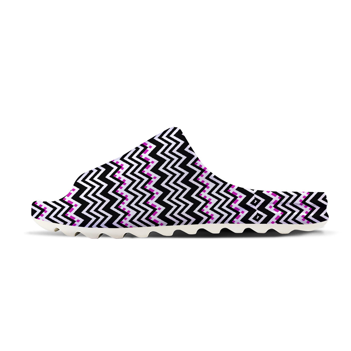 Chevron Zigzag Black Pink Print Pattern Sandals-grizzshop