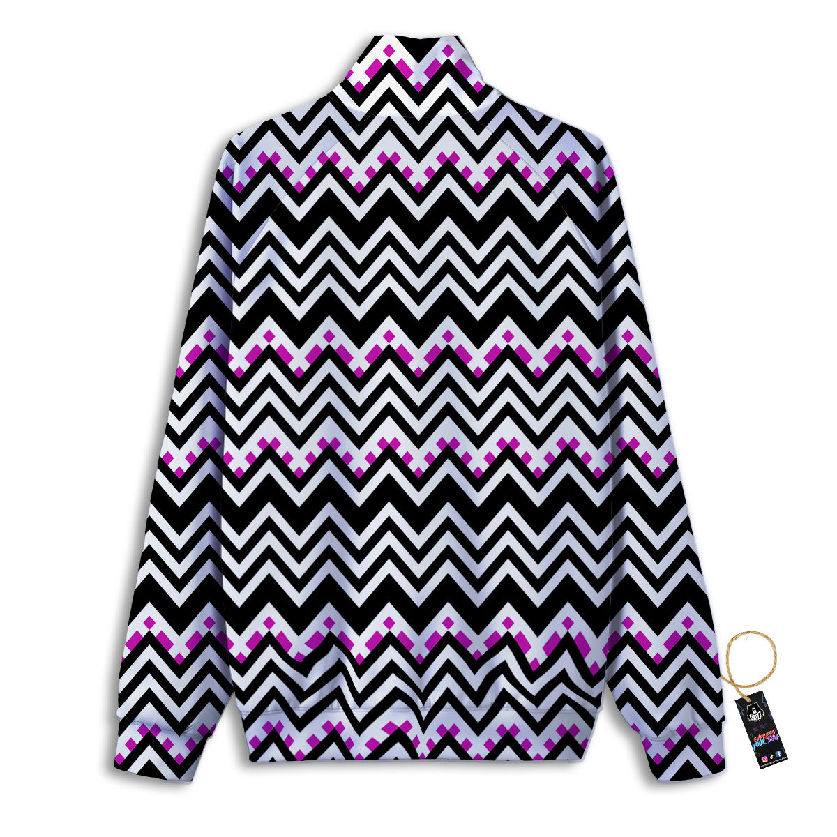 Chevron Zigzag Black Pink Print Pattern Track Jacket-grizzshop