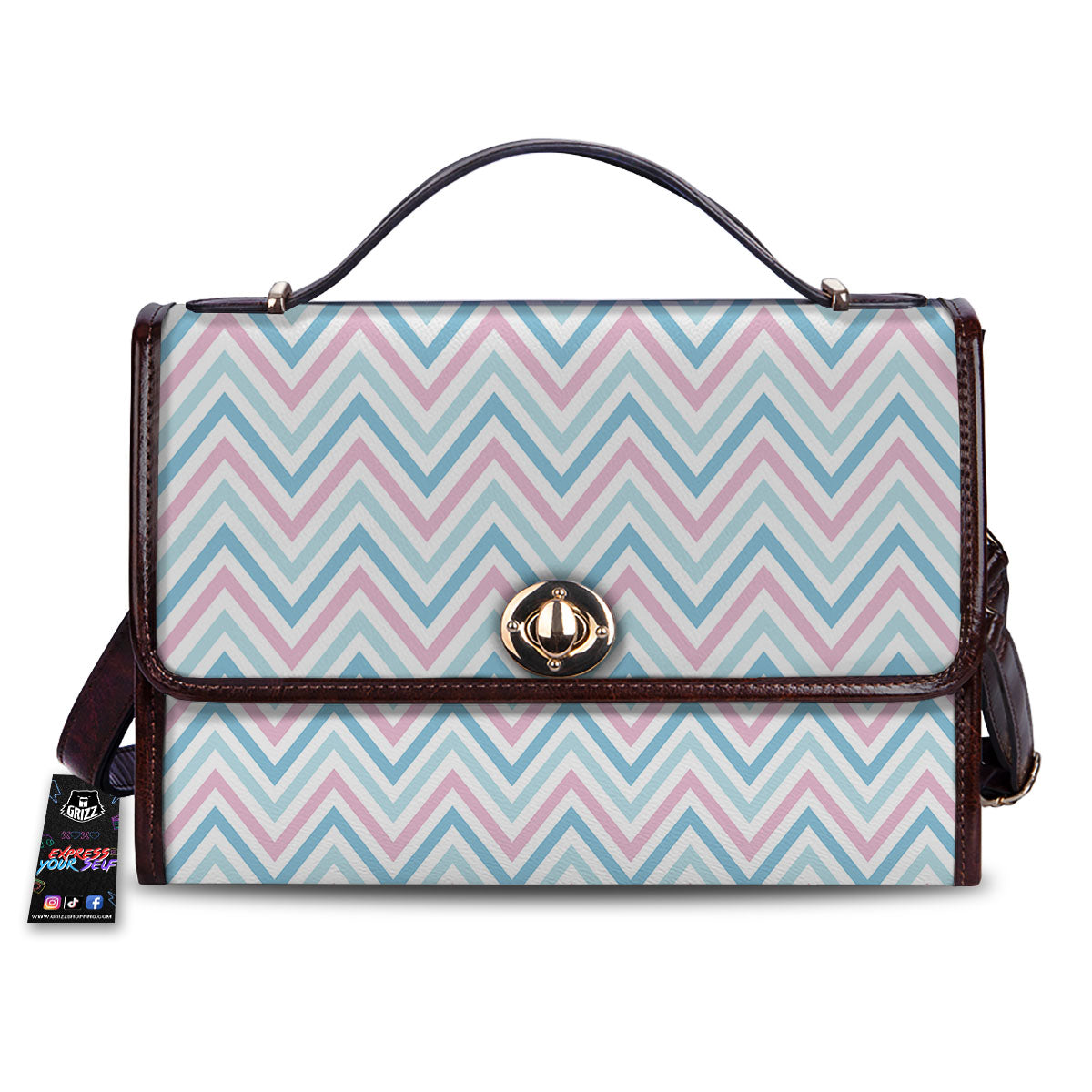 Chevron Blue And Pink Print Pattern Women's Satchel Bag