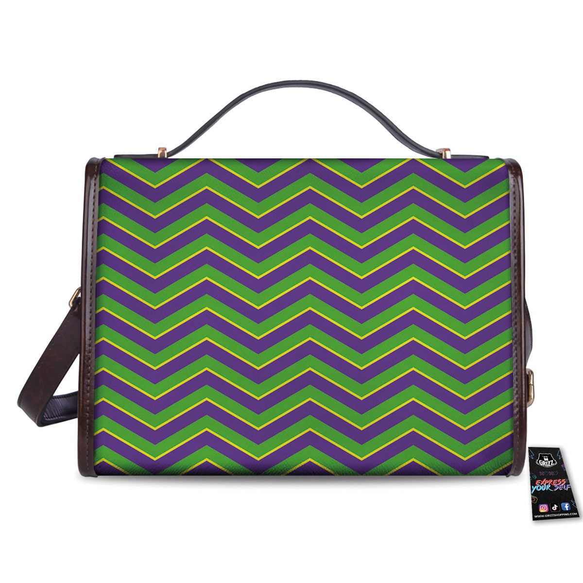 Chevron Mardi Gras Print Pattern Women's Satchel Bag