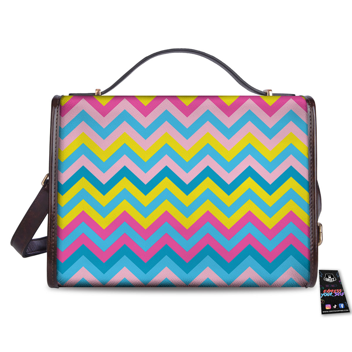 Chevron Rainbow Print Pattern Women's Satchel Bag