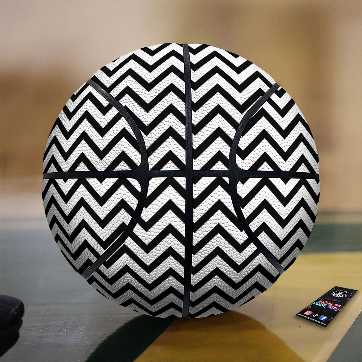 Chevron White And Black Print Pattern Basketball