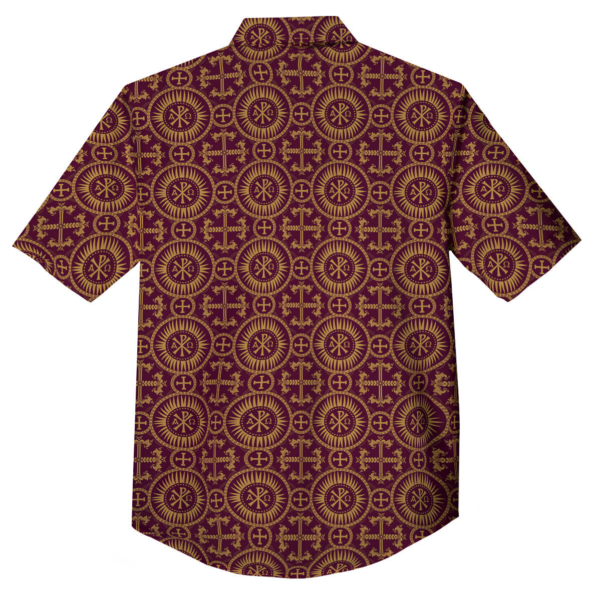 Chi Rho Print Pattern Button Up Shirt-grizzshop